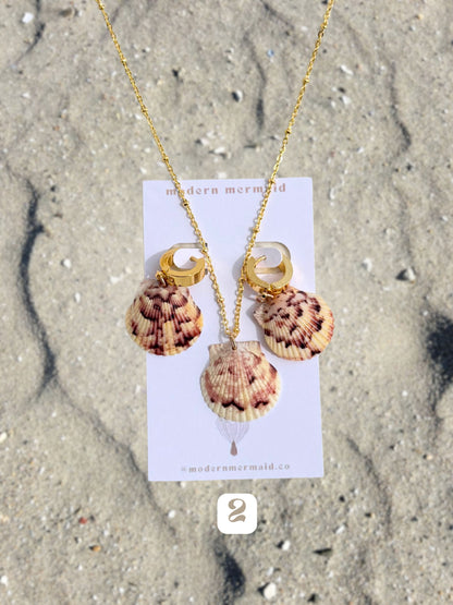 Dainty Gold Mermaid Necklace with Earrings Set