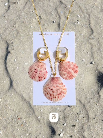 Dainty Gold Mermaid Necklace with Earrings Set