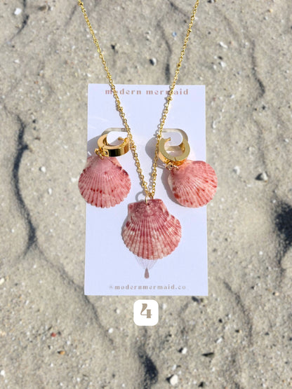 Dainty Gold Mermaid Necklace with Earrings Set