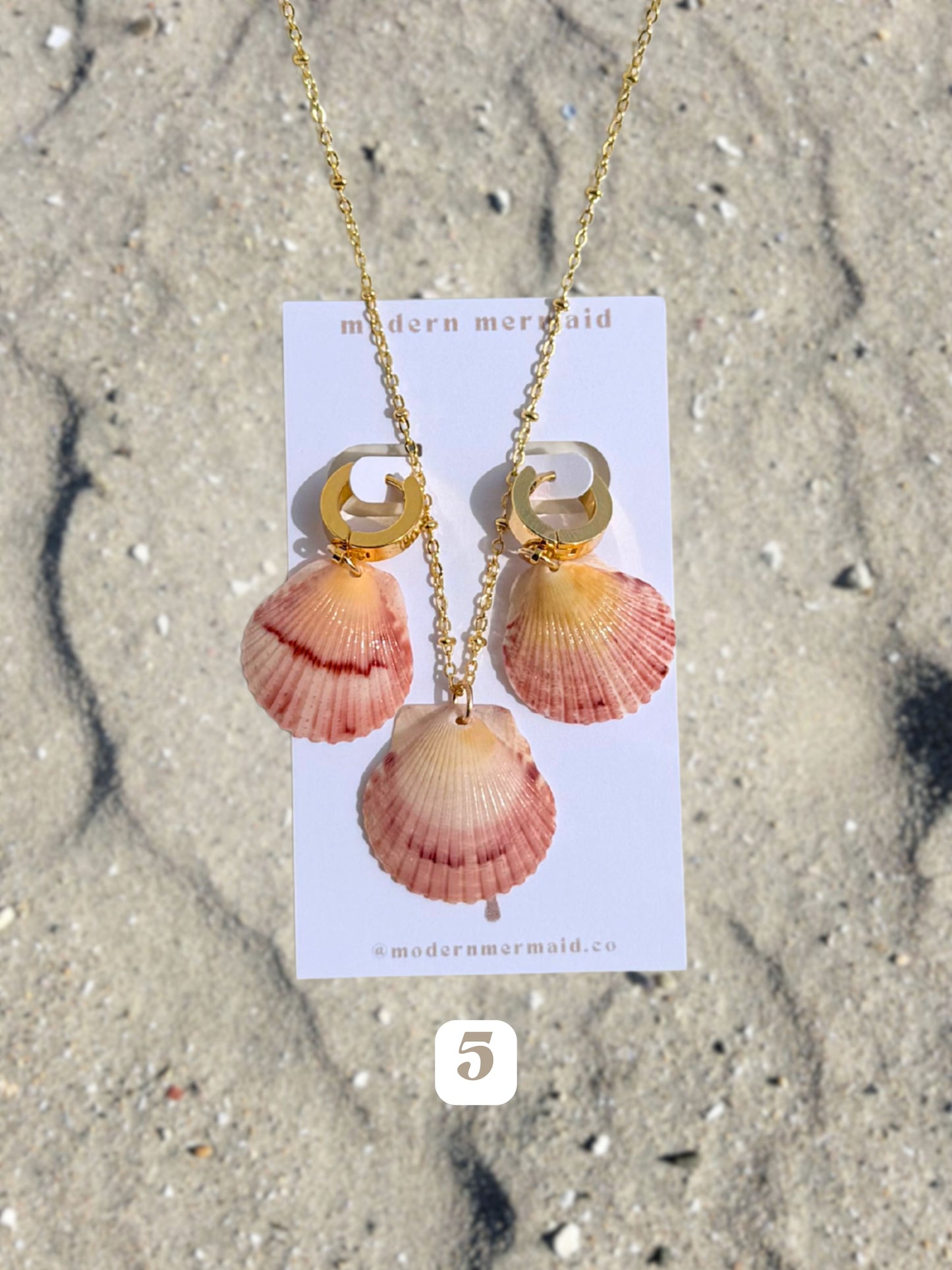 Dainty Gold Mermaid Necklace with Earrings Set