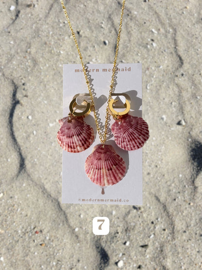 Dainty Gold Mermaid Necklace with Earrings Set